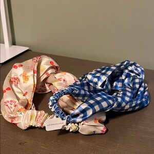 NWT Anthropologie Floral Ciao Bella and Blue Gingham Headband Duo